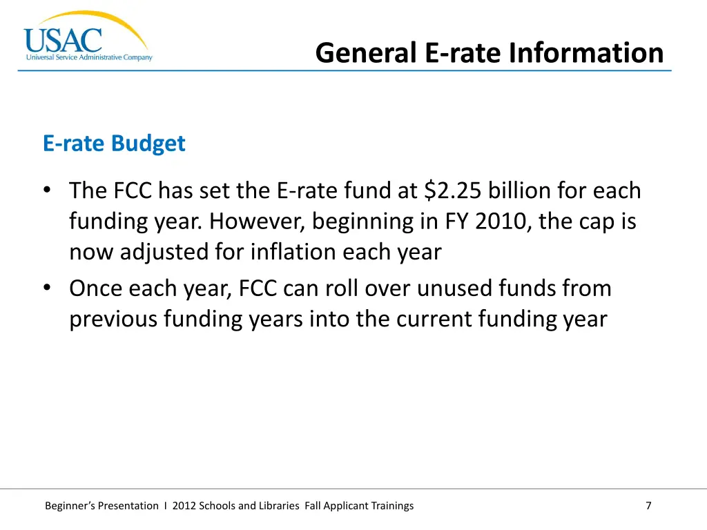 general e rate information 3
