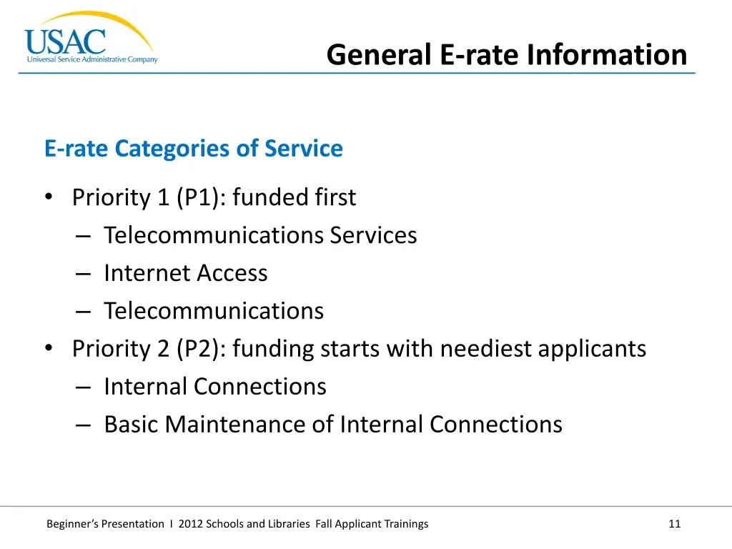 general e rate information 7