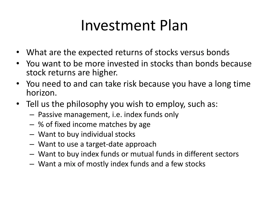 investment plan