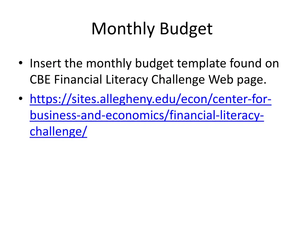 monthly budget