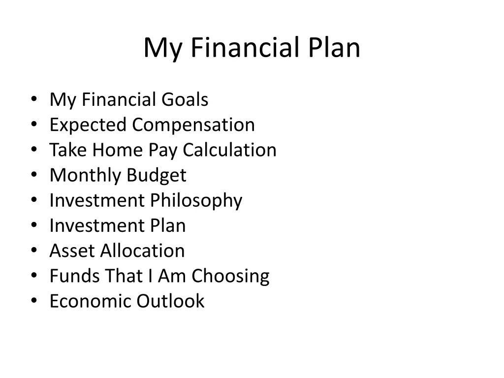 my financial plan