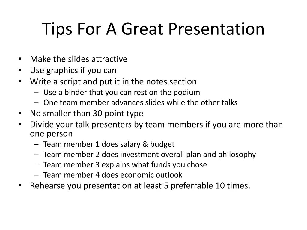 tips for a great presentation