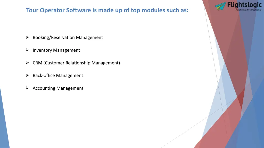 tour operator software is made up of top modules