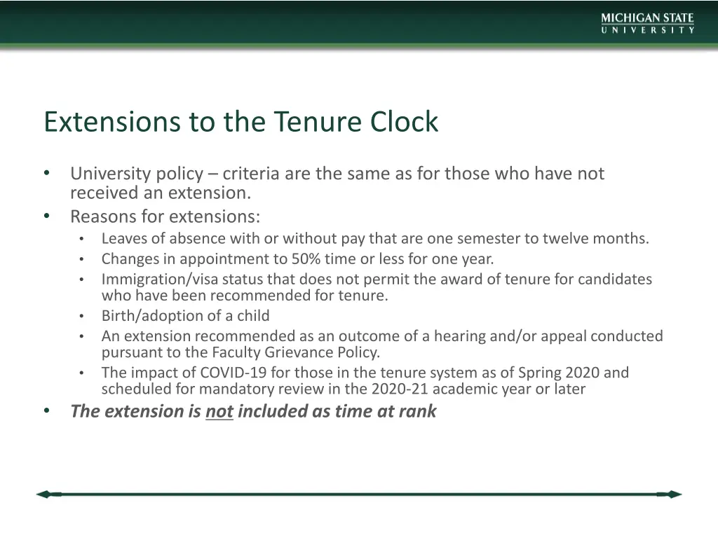 extensions to the tenure clock