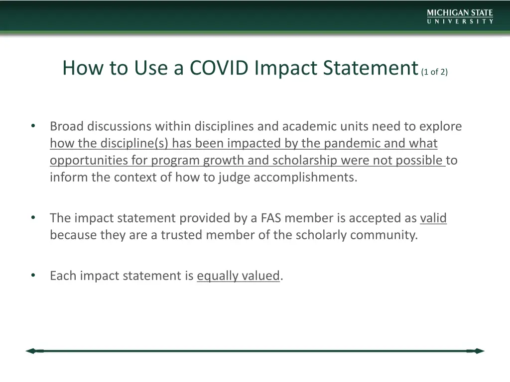 how to use a covid impact statement 1 of 2