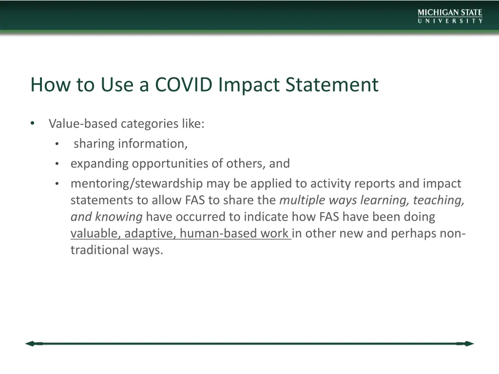 how to use a covid impact statement