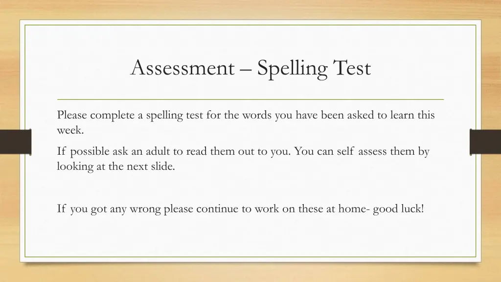 assessment spelling test