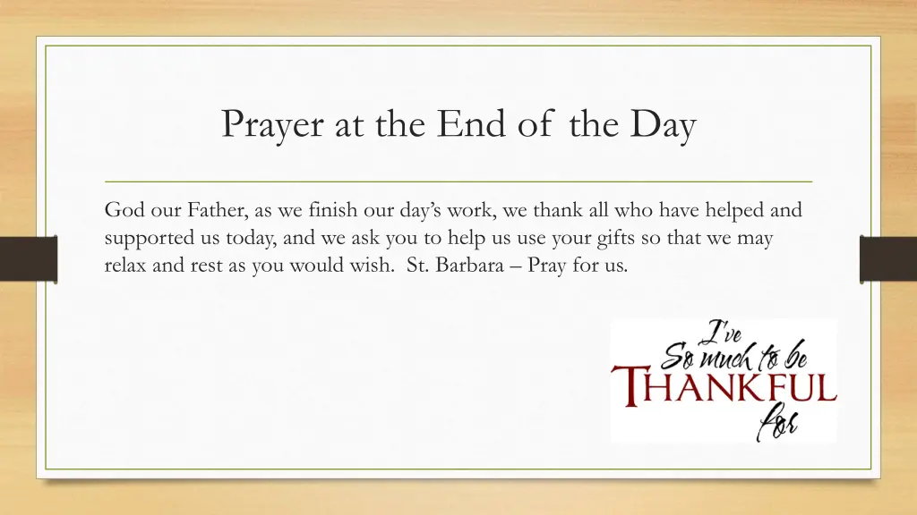 prayer at the end of the day