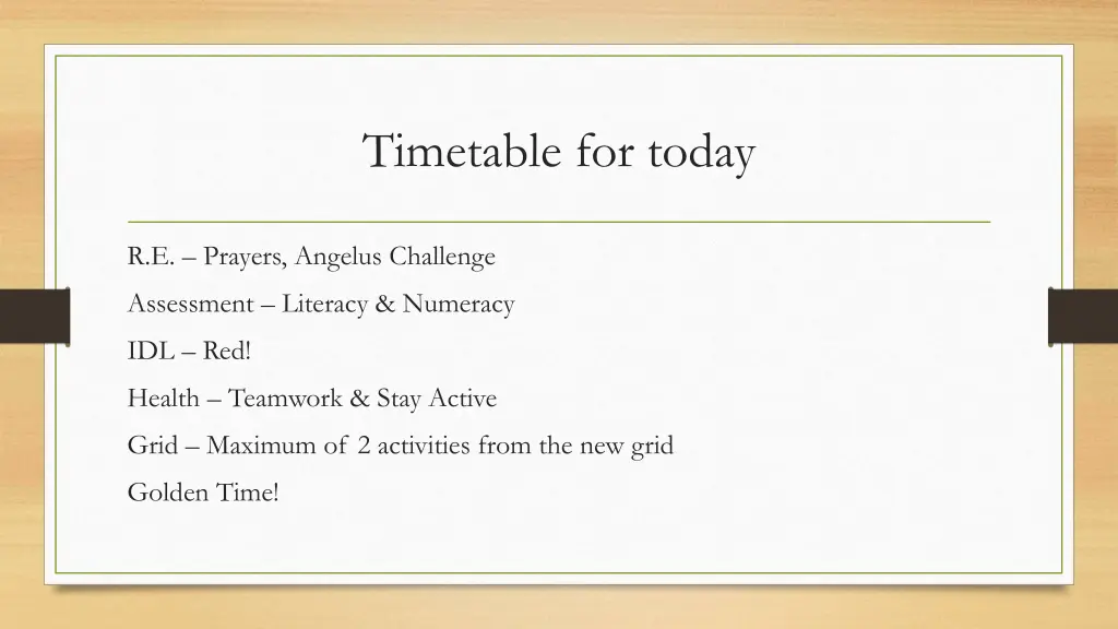 timetable for today