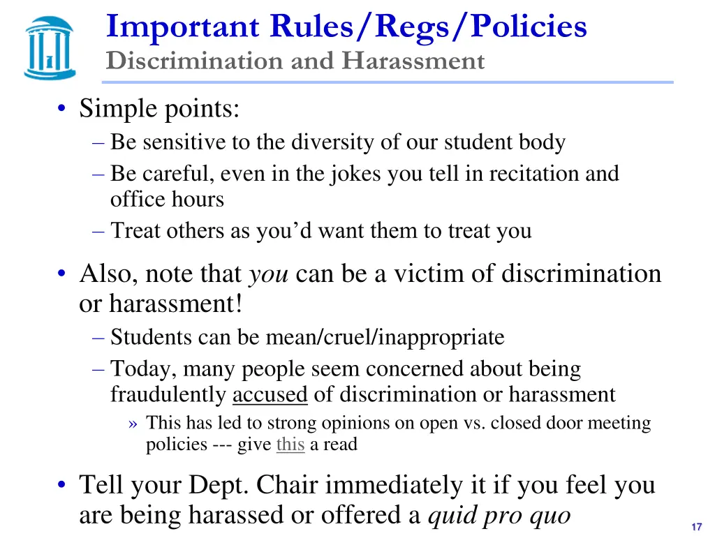 important rules regs policies discrimination 1