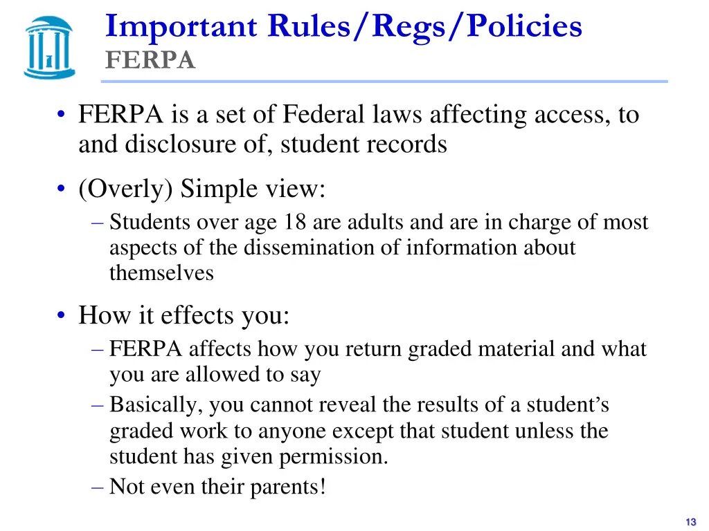 important rules regs policies ferpa