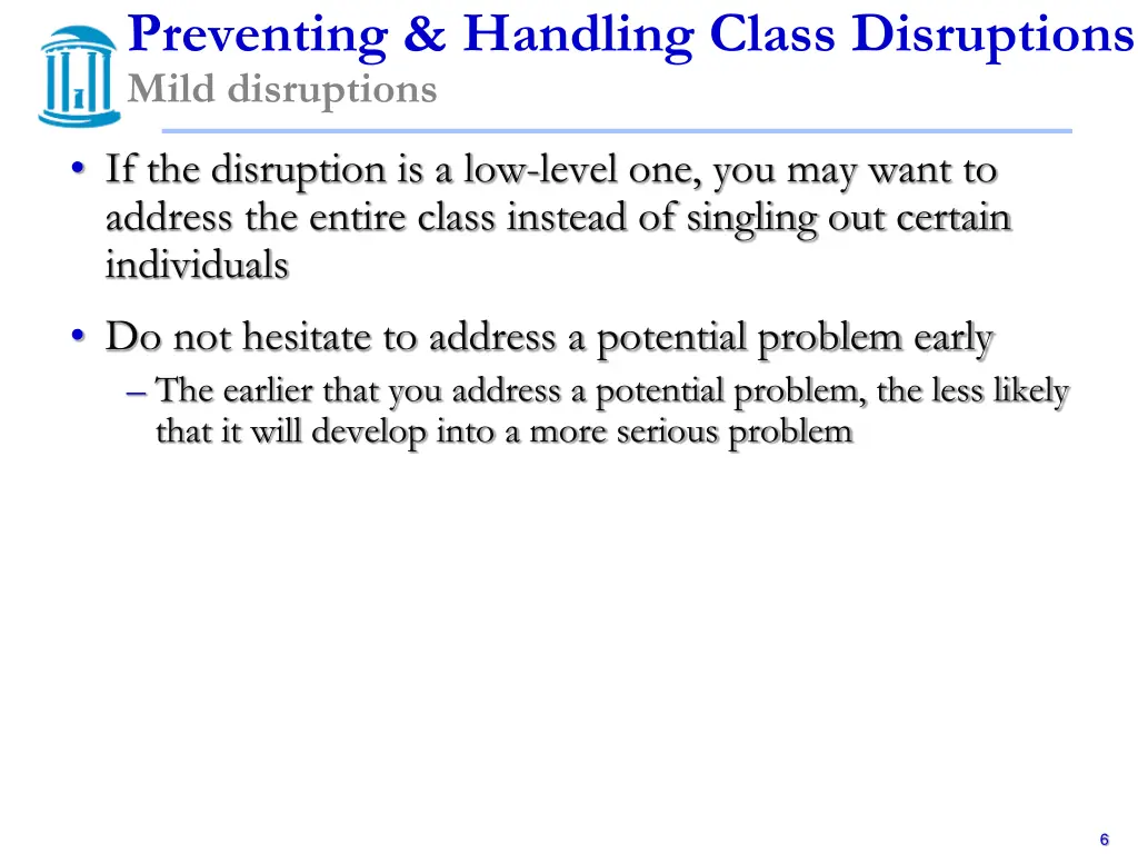 preventing handling class disruptions mild