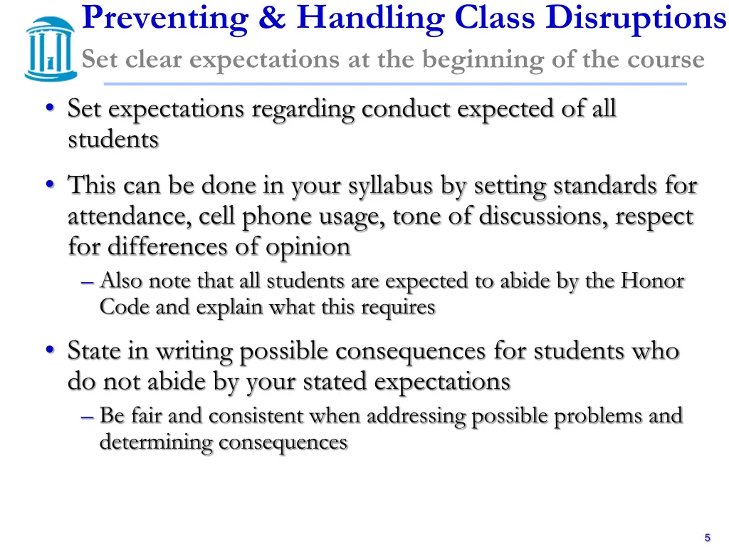 preventing handling class disruptions set clear