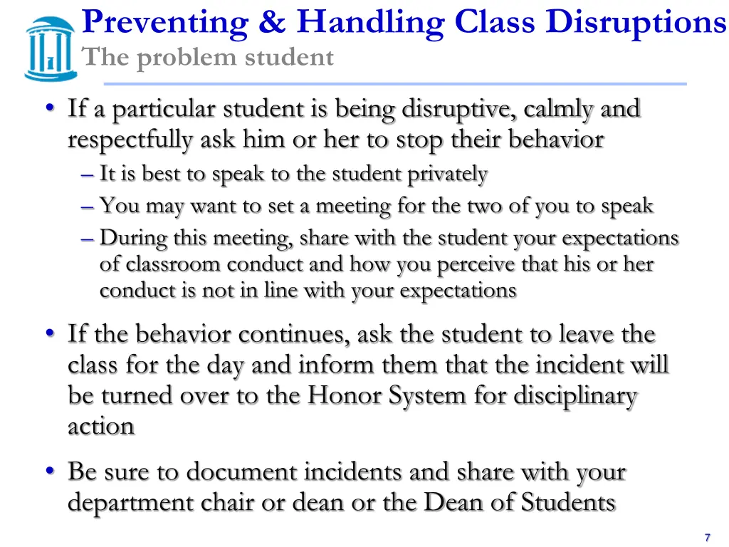 preventing handling class disruptions the problem
