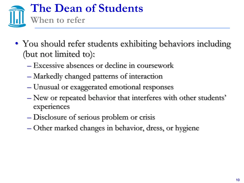 the dean of students when to refer