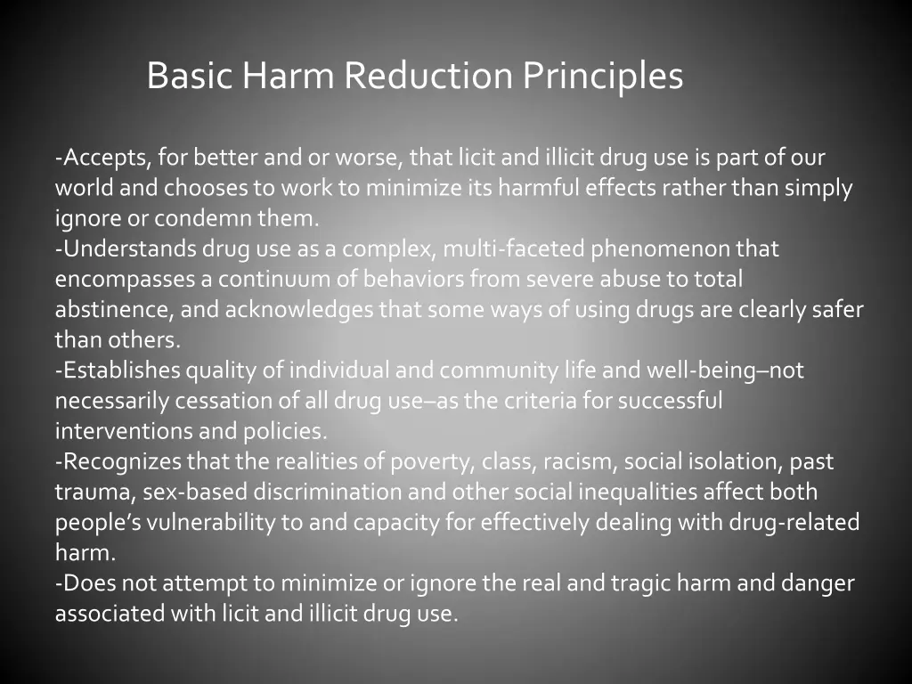 basic harm reduction principles