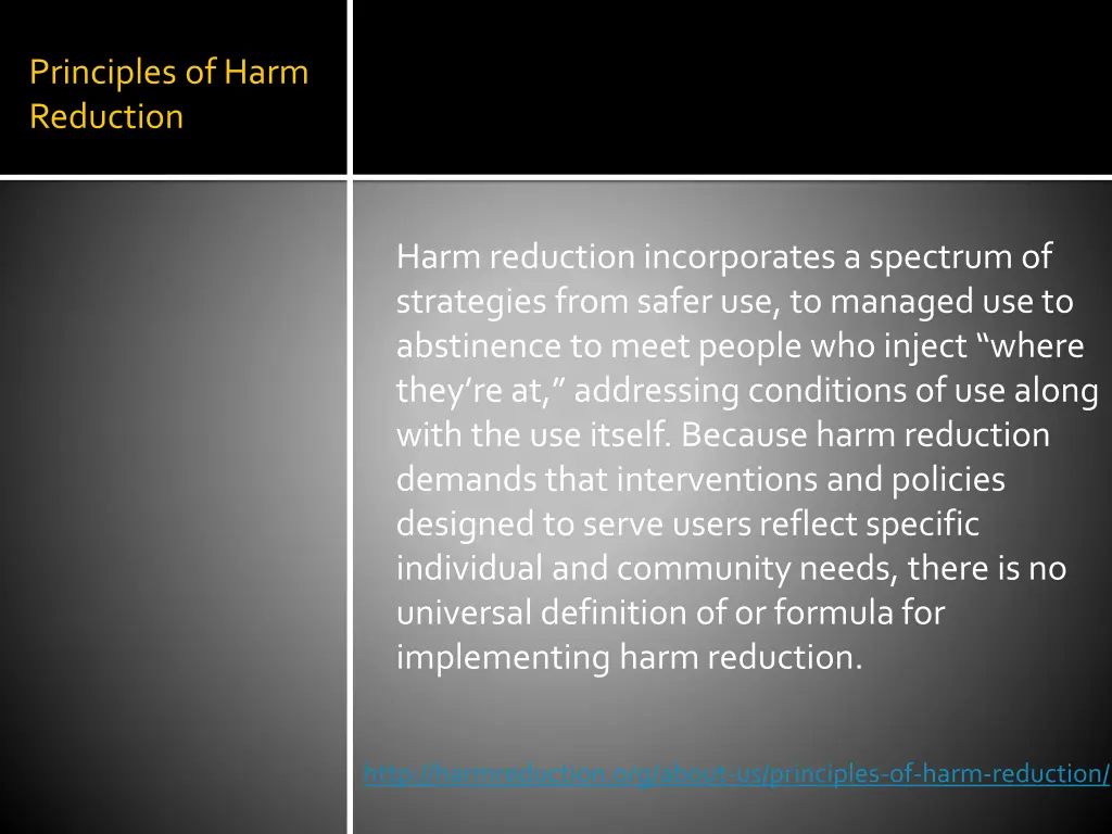 principles of harm reduction
