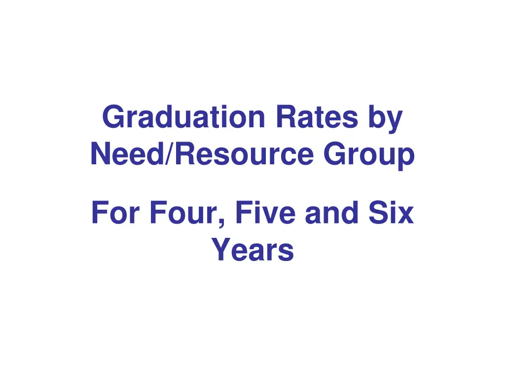 graduation rates by need resource group