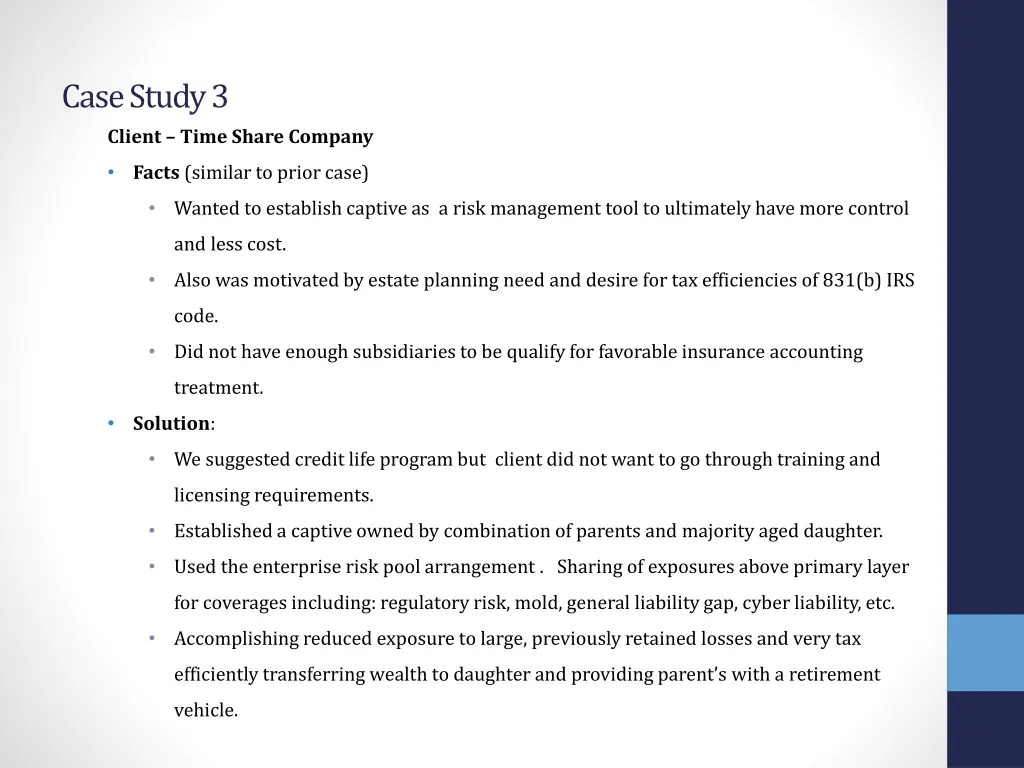 case study 3 client time share company
