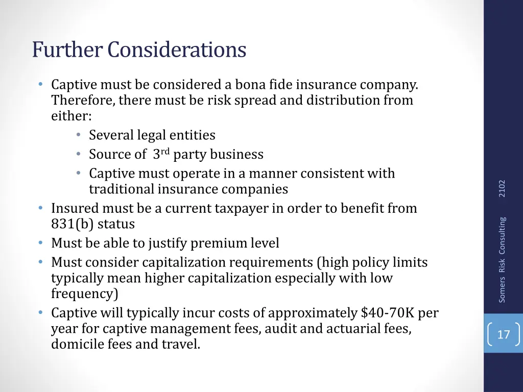 further considerations