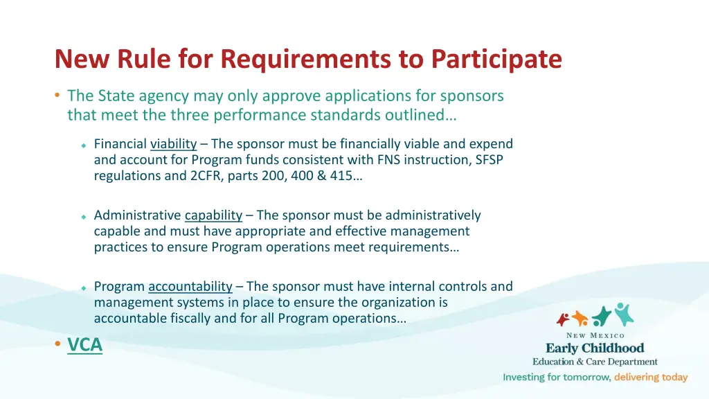 new rule for requirements to participate