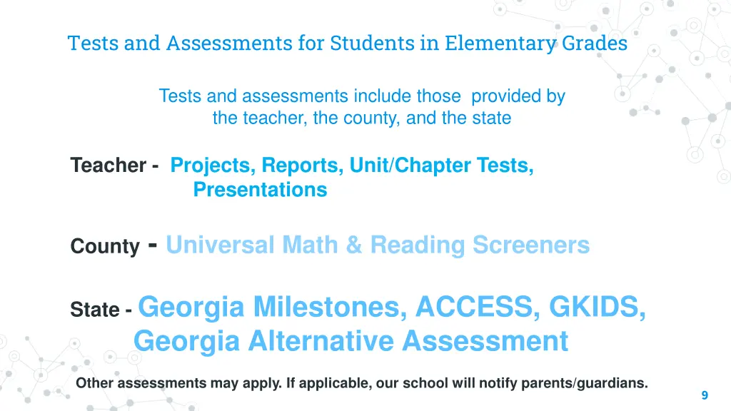 tests and assessments for students in elementary