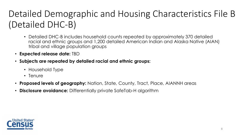 detailed demographic and housing characteristics 1
