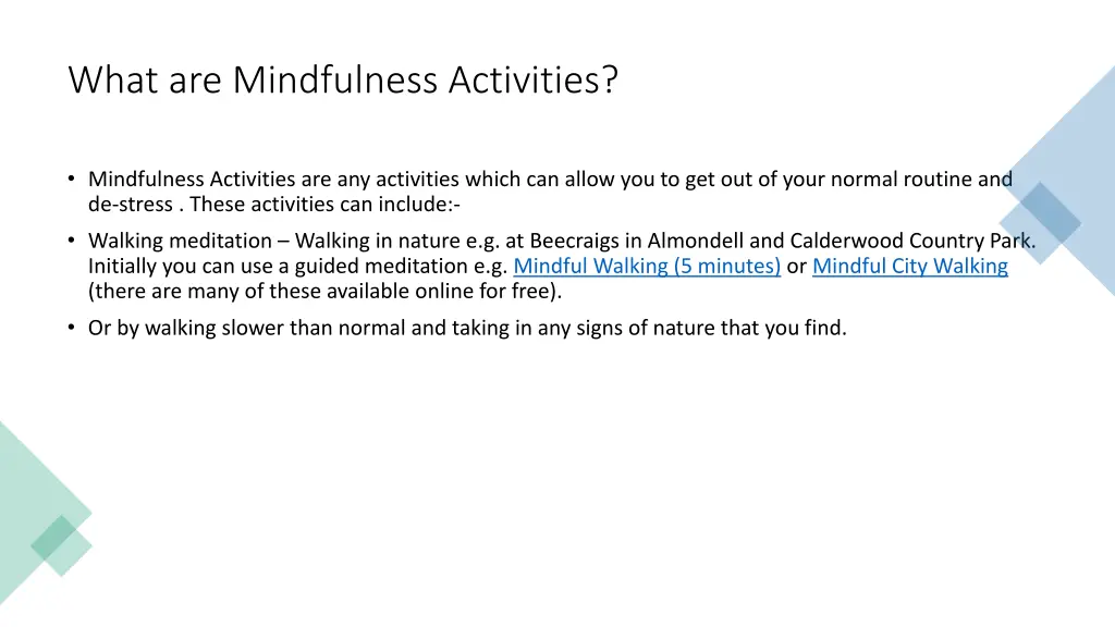 what are mindfulness activities