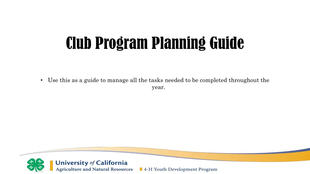club program planning guide