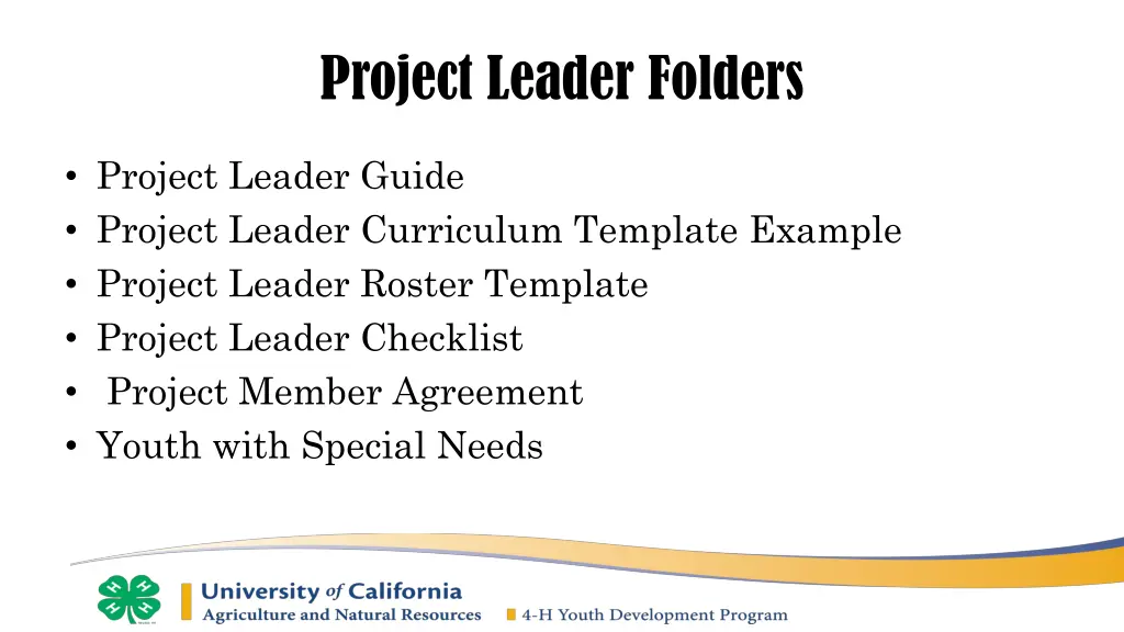 project leader folders