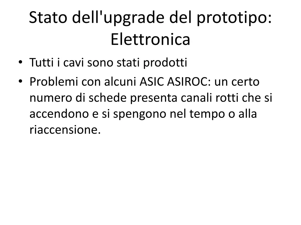 stato dell upgrade del prototipo elettronica