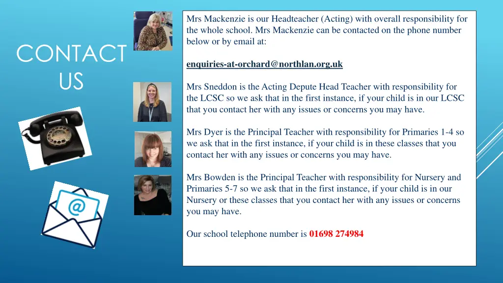mrs mackenzie is our headteacher acting with
