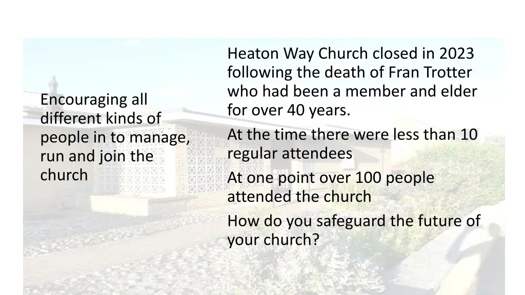heaton way church closed in 2023 following