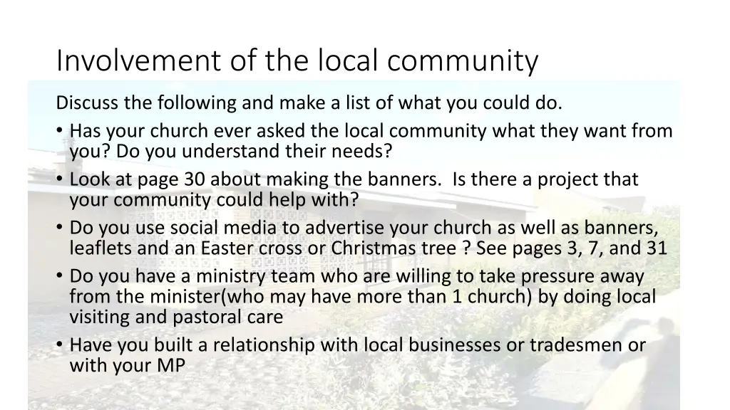 involvement of the local community