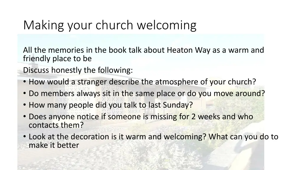 making your church welcoming