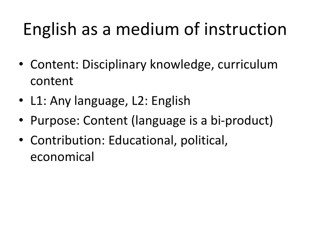 english as a medium of instruction