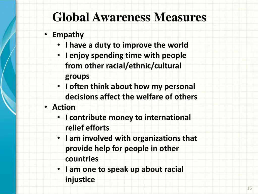global awareness measures