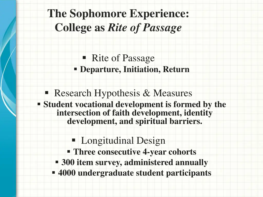 the sophomore experience college as rite