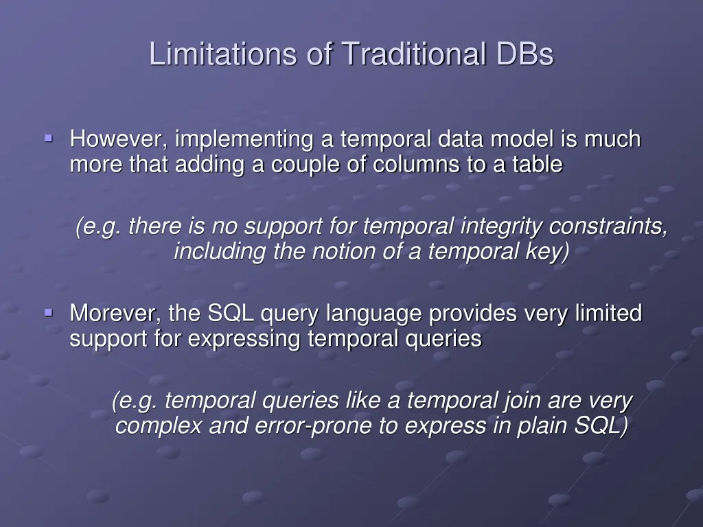 limitations of traditional dbs 2