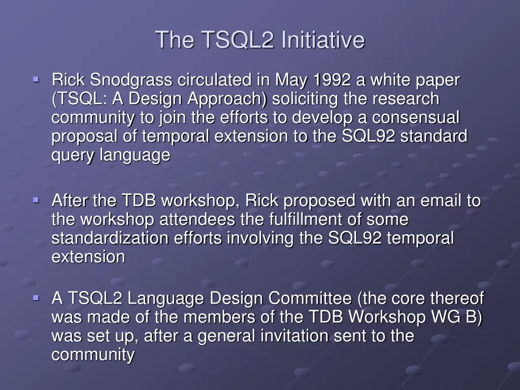 the tsql2 initiative