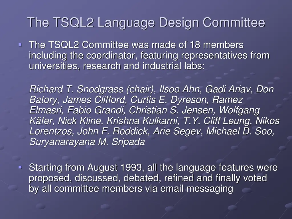 the tsql2 language design committee