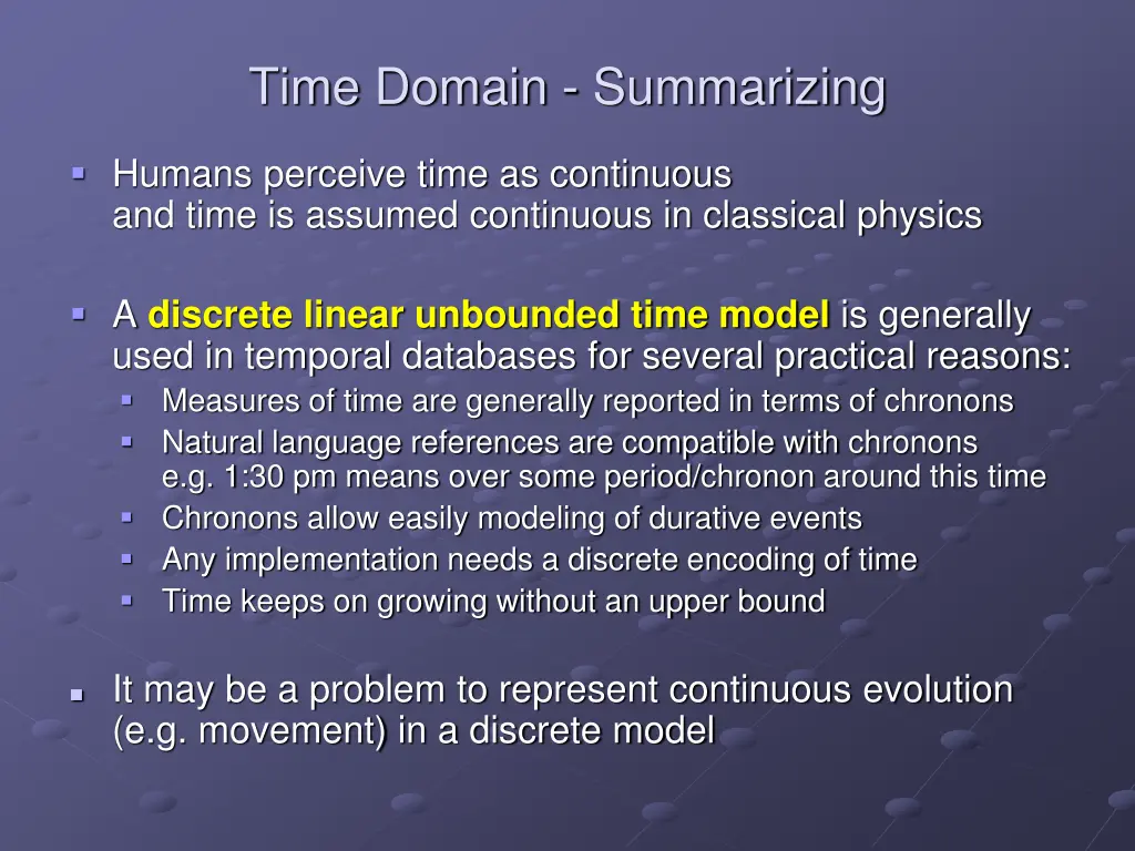 time domain summarizing