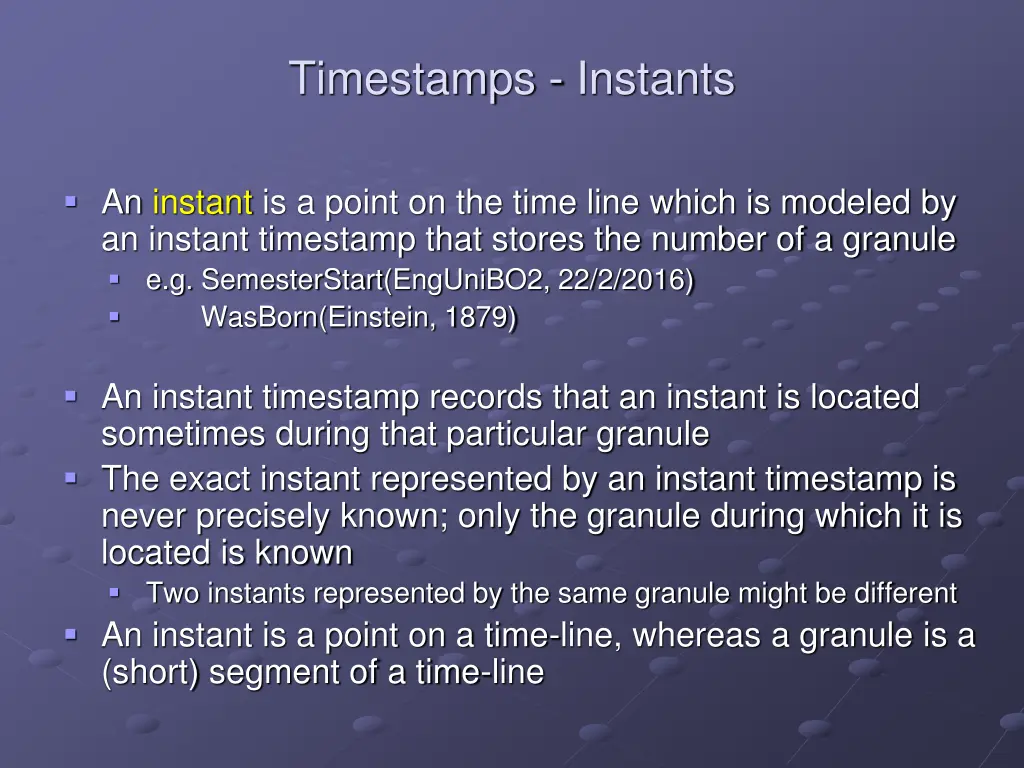 timestamps instants