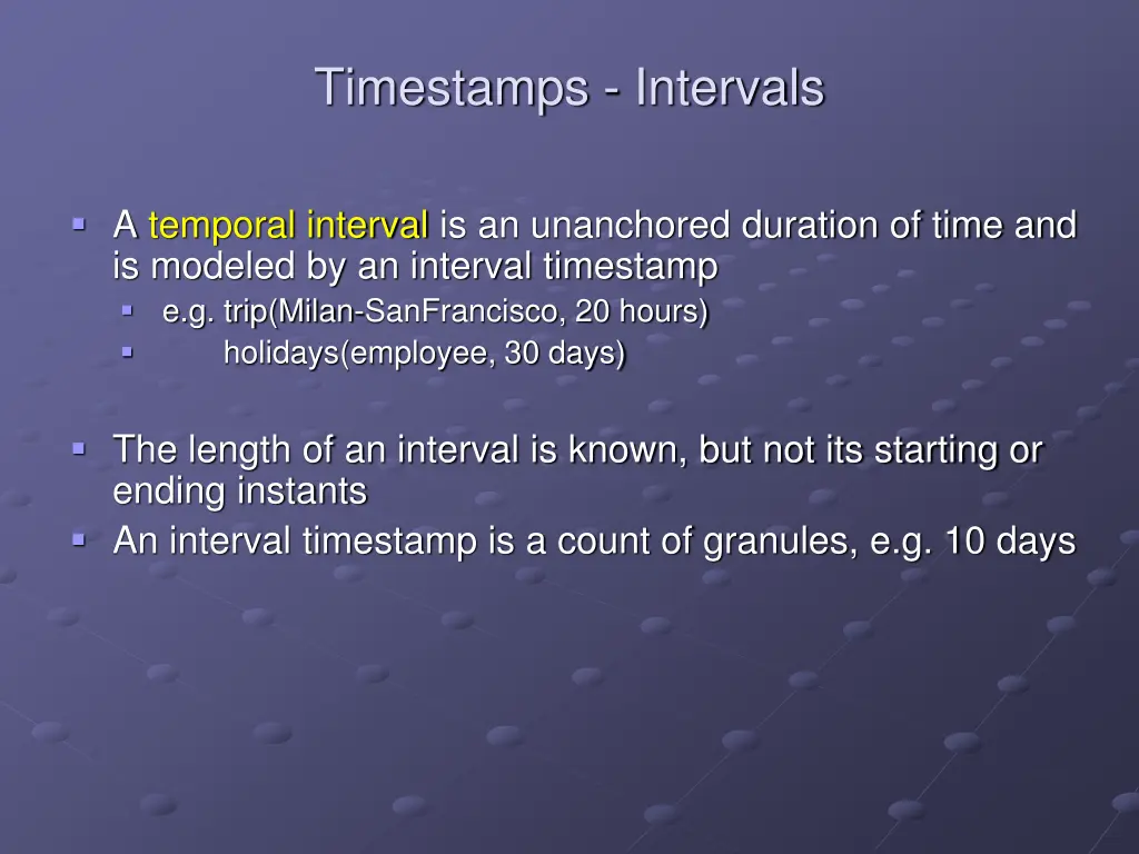 timestamps intervals