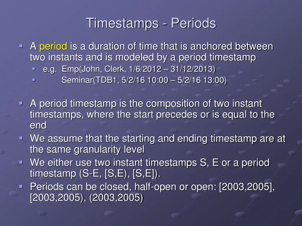 timestamps periods