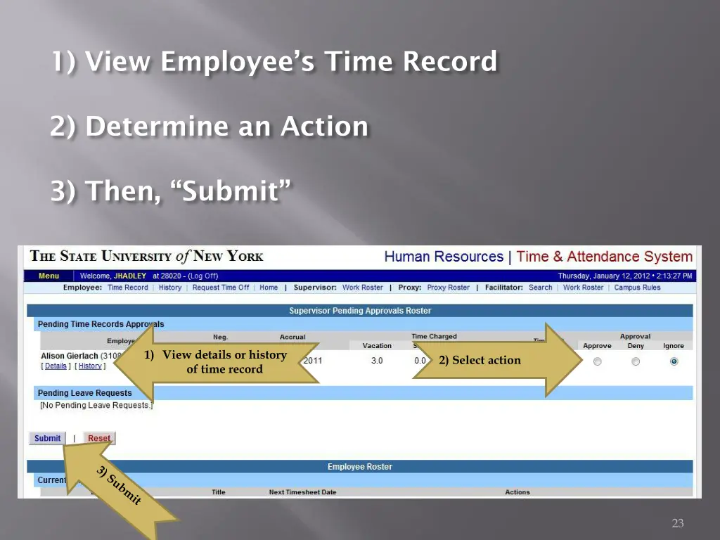 1 view employee s time record