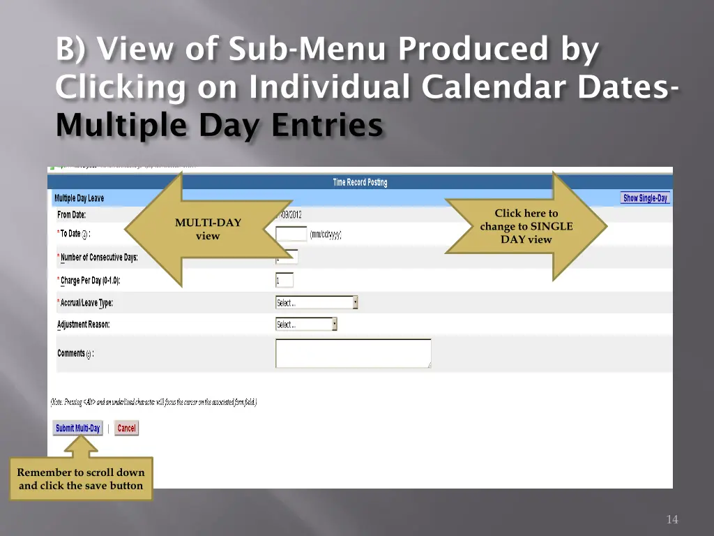 b view of sub menu produced by clicking