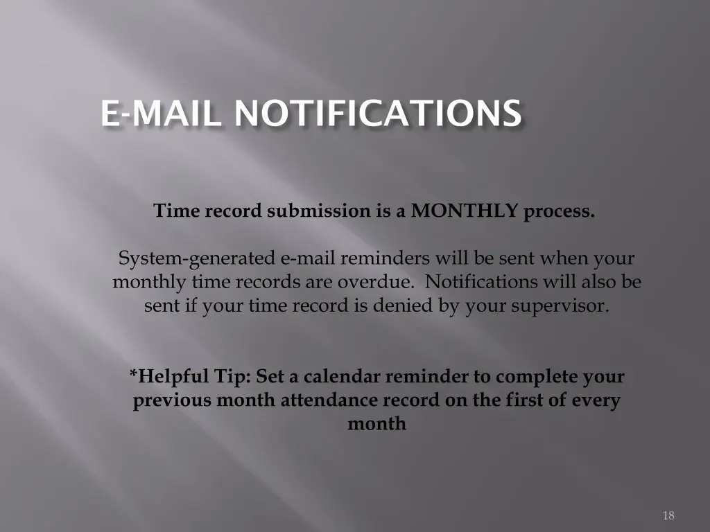 e mail notifications