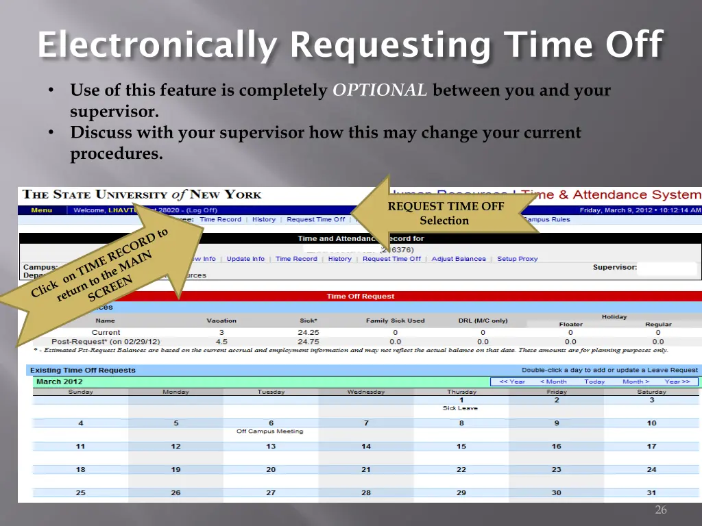 electronically requesting time off
