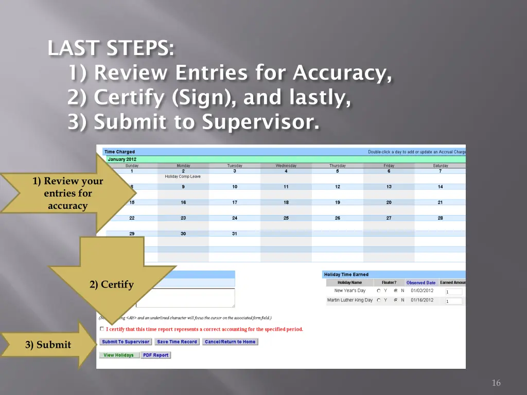 last steps 1 review entries for accuracy